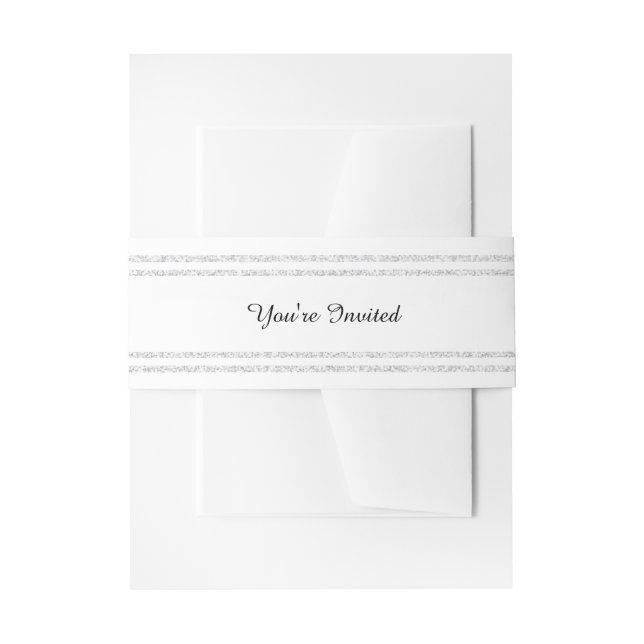 Chic White Silver Glitzer Trim - Bauchband Einladungsbanderole (Vorderseite Beispiel)