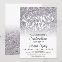 Chic White Silver Imitats Glitzer Ombre Quinceñera