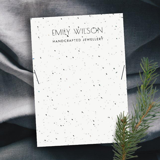 CHIC WHITE TERRAZZO TEXTURE NECKLACE DISPLAY LOGO VISITENKARTE (Von Creator hochgeladen)