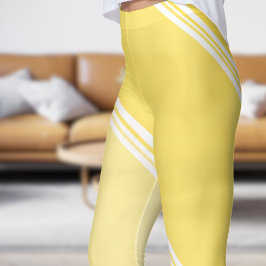 Chic White unter Blassgelb Bandprint Leggings