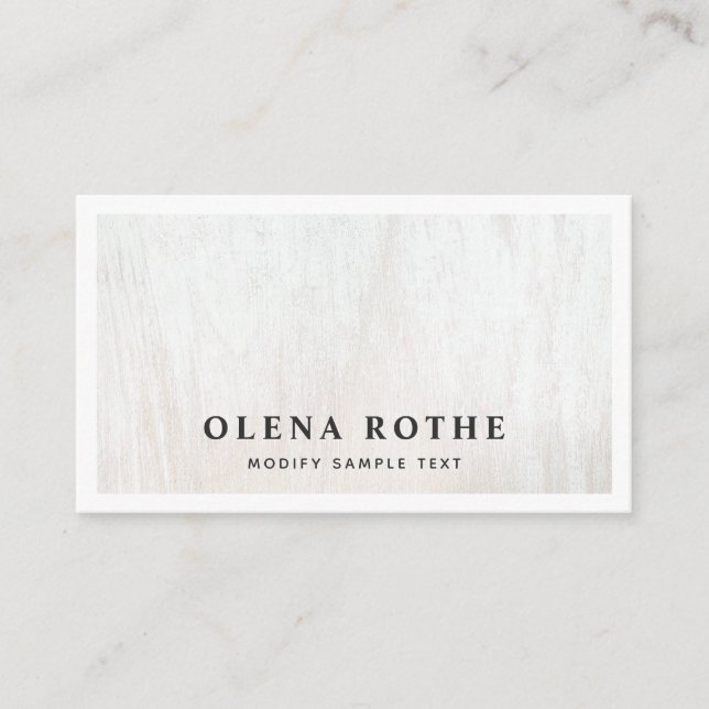 Chic White Wood Beruflich Calling Telefonnummerkarte (Vorderseite)