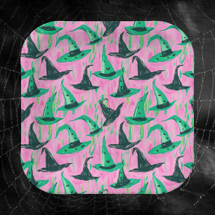 Chic Wicked Hexe Hats Grün und Schwarz Pappteller