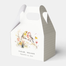 Chic Wild Botanical Watercolor Love Birds Wedding Geschenkschachtel