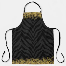 Chic Wild Zebra Muster Gold Glitzer Look Confetti Schürze