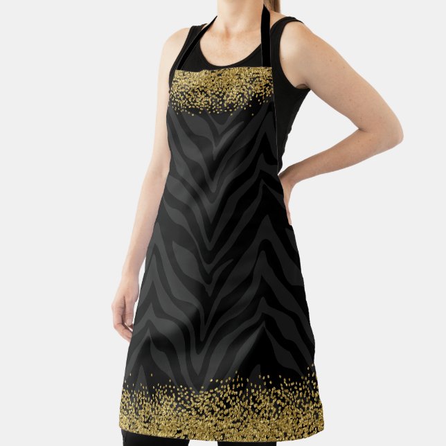Chic Wild Zebra Muster Gold Glitzer Look Confetti Schürze (InSitu)