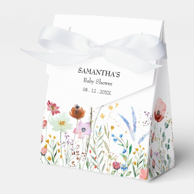 Chic Wildblume Baby Shower Fevor Box Geschenkschachtel (Vorderseite)