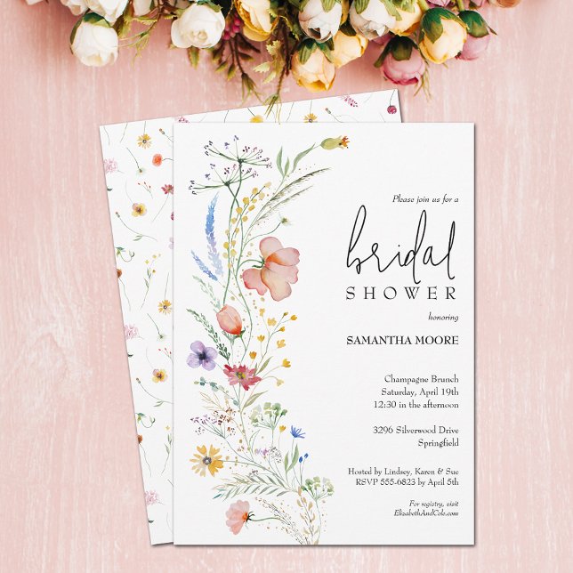 Chic Wildblume Brautparty Einladung (Chic wildflower bridal shower invitations - PRINTED and/or INSTANT DOWNLOAD)