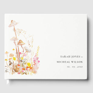 Chic Wildblume Pilz Herbst Botanische Hochzeit Gästebuch