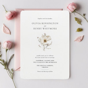 Chic Wildblume Rounded Corner Style Wedding Einladung