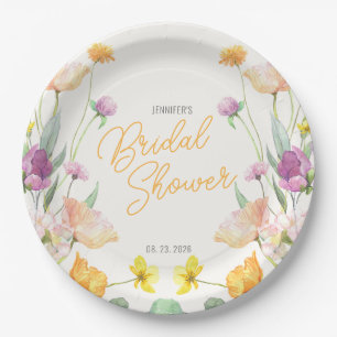 Chic Wildblume Script-Brautparty Pappteller
