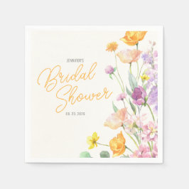 Chic Wildblume Script-Brautparty Serviette