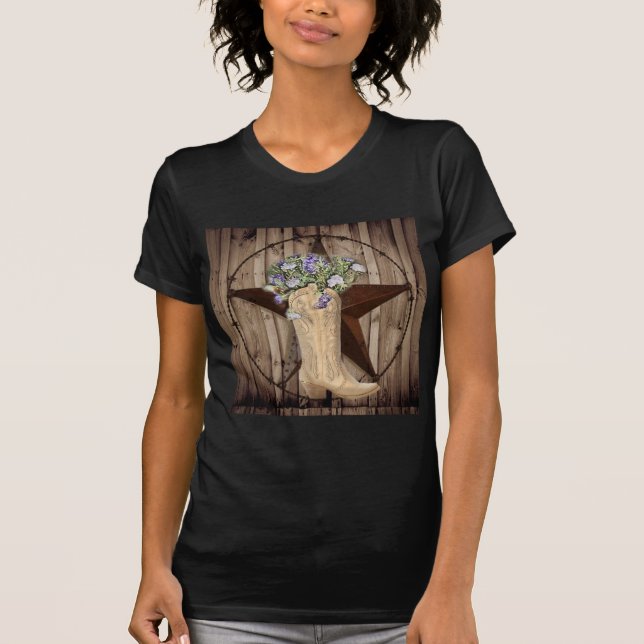 Chic Wildblume Texas Star Western Country Cowgirl T-Shirt (Vorderseite)