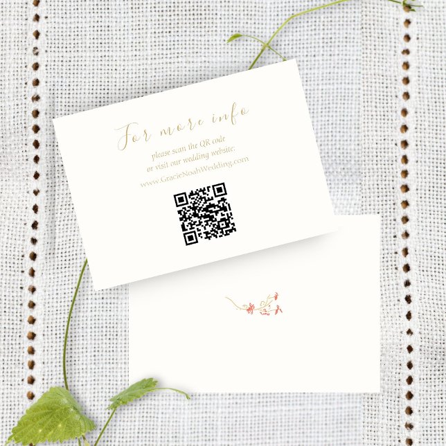 Chic Wildblume Wedding Website QR Code Info Card (Von Creator hochgeladen)