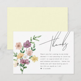 Chic Wildblumen Babydusche floral Danke Karte