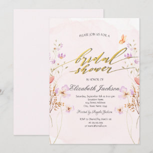 Chic Wildblumen Schmetterlinge Brautparty  Einladung