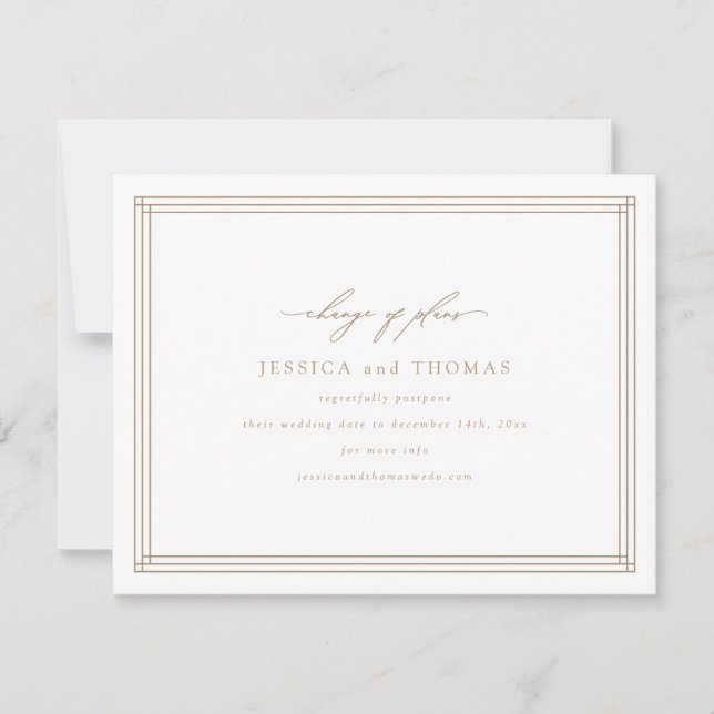 Chic Window Wedding Postponement Ändern Sie das Da Ankündigung (Vorderseite)