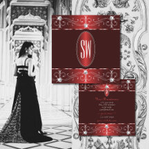 Chic Wine Red Burgund Verziert Ornamente Monogramm