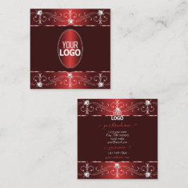 Chic Wine Red Burgundy Verzierte Ornamente mit Log Quadratische Visitenkarte