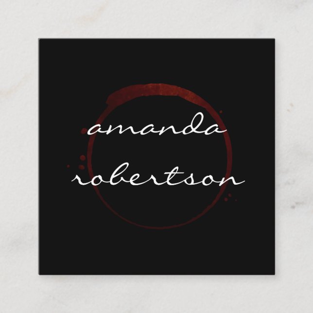Chic Wine Stain Quadratische Visitenkarte (Vorderseite)