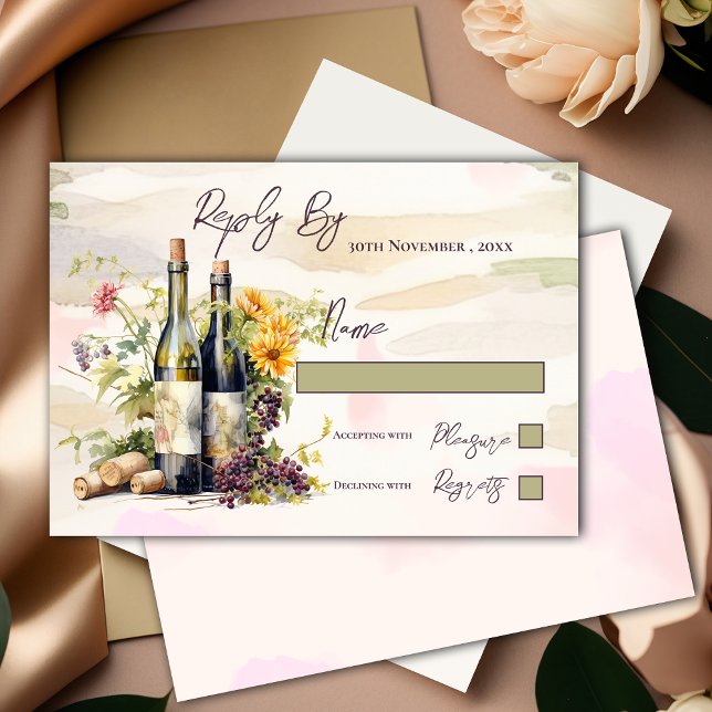 Chic Winery Rustic Grapevine Inspirierte Hochzeit RSVP Karte (Chic Winery Rustic Grapevine-Inspired Wedding RSVP Card)