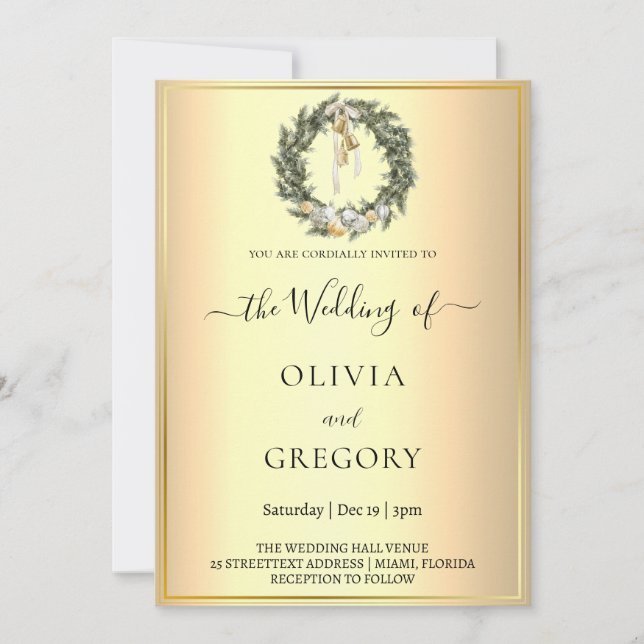 Chic Winter Hochzeit Einladung (Vorderseite)