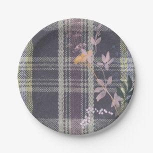 Chic Winter Karo Blumenbeete Kariert Bauernhof Pappteller