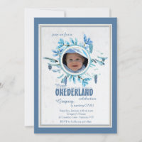 Chic Winter Photo Invitation Bleu