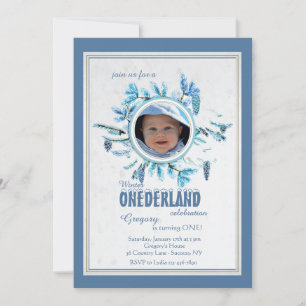 Chic Winter Photo Invitation Bleu