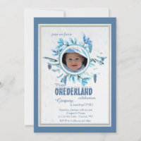 Chic Winter Photo Invitation Blue