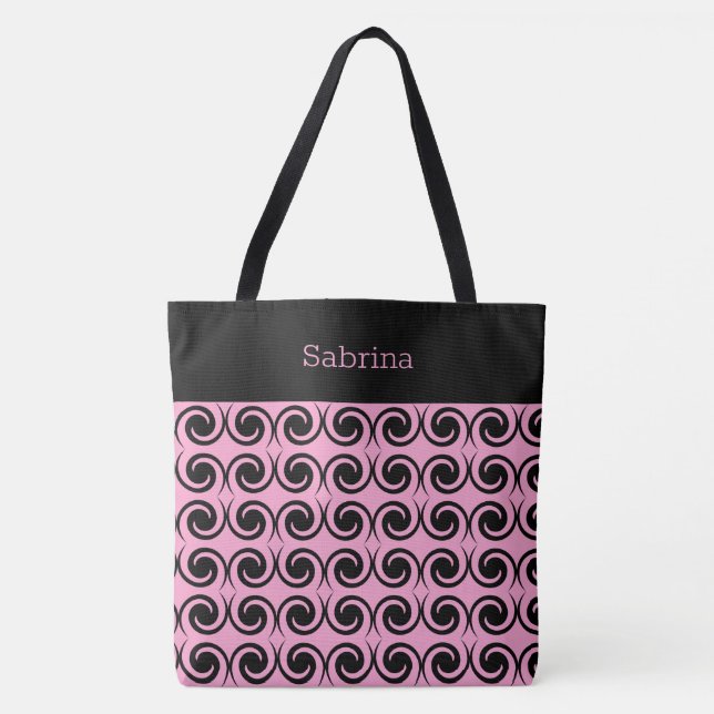 Chic Wirbel Mit Monogramm Tote Bag Tasche (Vorderseite)