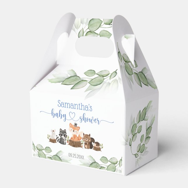 Chic Woodland Animal Baby Boy Dusche Box Geschenkschachtel (Vorderseite)