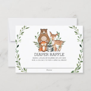 Chic Woodland Animals Greenerity Diaper Raffle Car Einladung