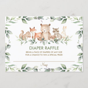 Chic Woodland Animals Greenerity Diaper Raffle Car Einladung