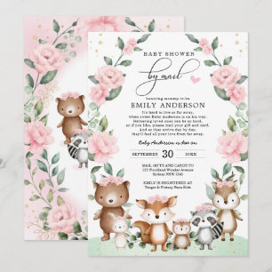 Chic Woodland Babydusche per Mail Blush Bloral Einladung