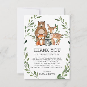 Chic Woodland Forest Animals Greenerity Baby Showe Dankeskarte