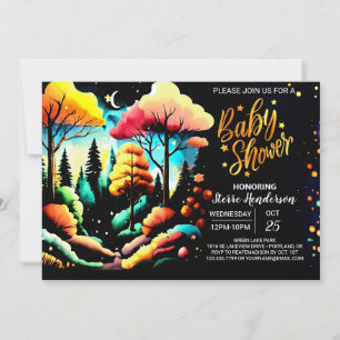 Chic Woodland Forest Baby Dusche Einladung