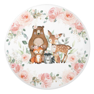 Chic Woodland Tiere Pastel Blush Floral Gold Keramikknauf