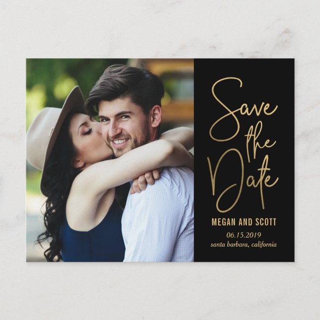 Chic Writing EDITABLE FARBE Save the Date Postcard Ankündigungspostkarte (Vorderseite)