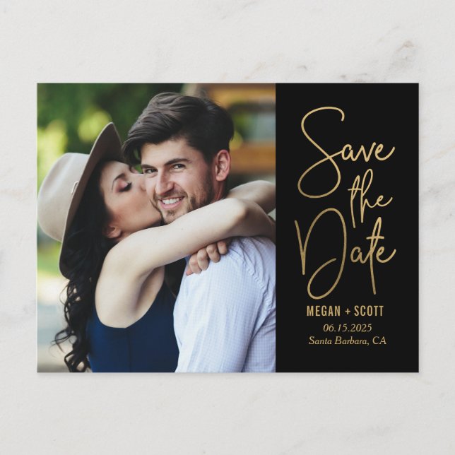 Chic Writing EDITABLE FARBE Save the Date Postcard Postkarte (Vorderseite)