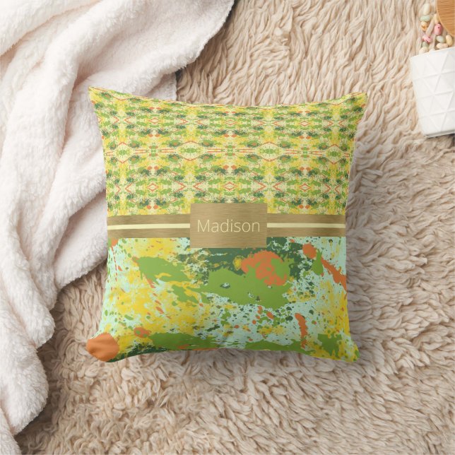Chic Yellow and Orange Color Splash Kissen (Decke)