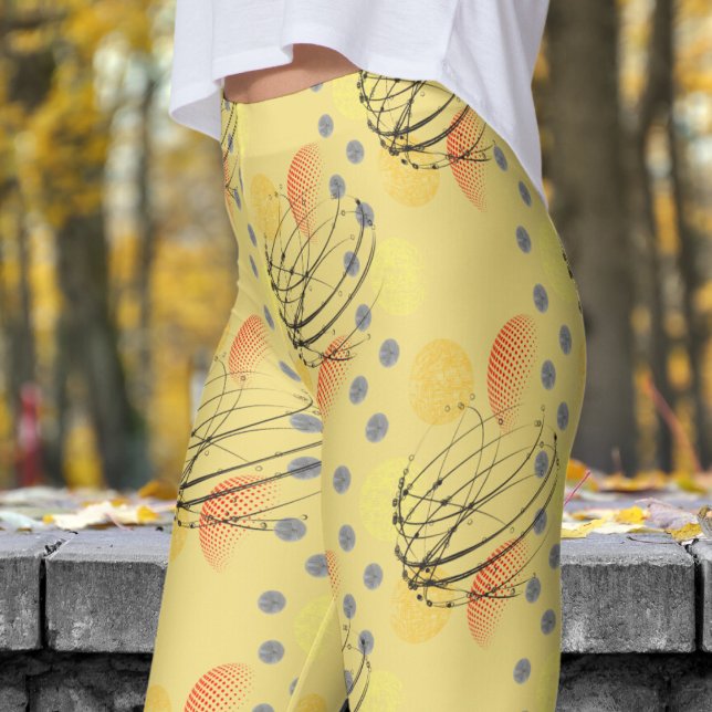 Chic Yellow Atomtex-Vortex-Muster Leggings (Buff Yellow Atomic Vortex Leggings)