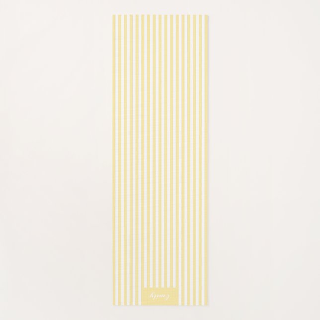 Chic Yellow Banana Mania White Strike Line Custom Yogamatte (Vorderseite)