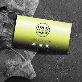Chic Yellow Black Gradient Sparkle Jewels Logo hin Visitenkarte