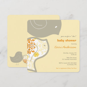 Chic Yellow Damask Chicks Baby Dusche Party einlad Einladung