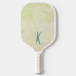 Chic Yellow Floral Pattern Monogramm Pickleball Schläger