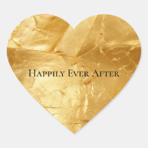 Chic Yellow Glam Wedding Herz-Aufkleber