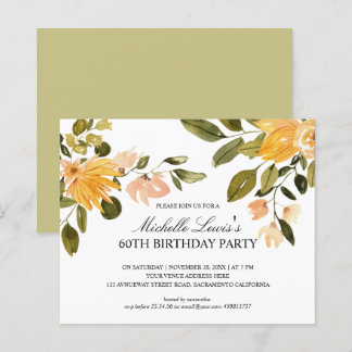 Chic Yellow green floral 60 TH BURTHDAY PARTY