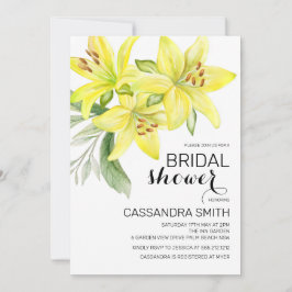 Chic Yellow Lily Floral Greenery Brautparty Einladung