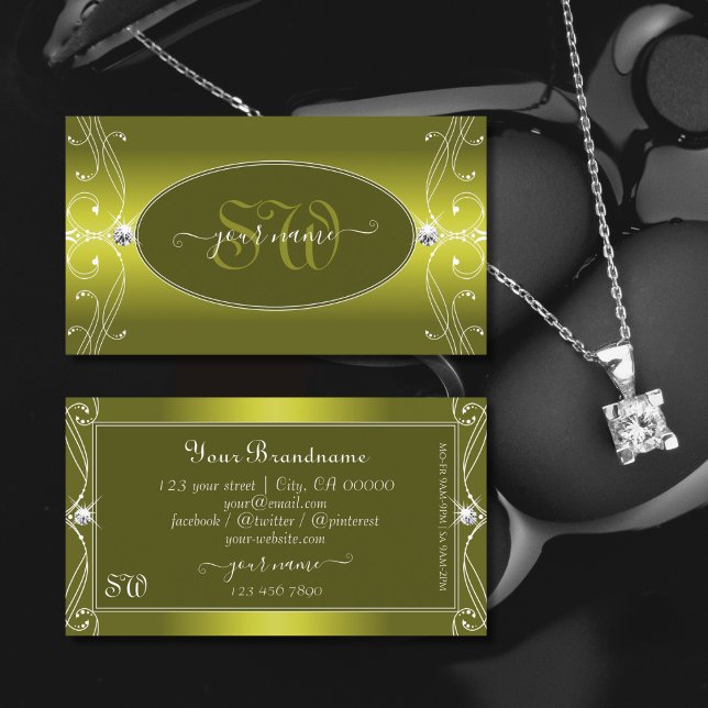 Chic Yellow Mustard Verziert Sparkle Jewels Initia Visitenkarte (Von Creator hochgeladen)