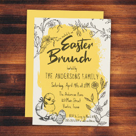 Chic Yellow Oaster Brunch Einladung